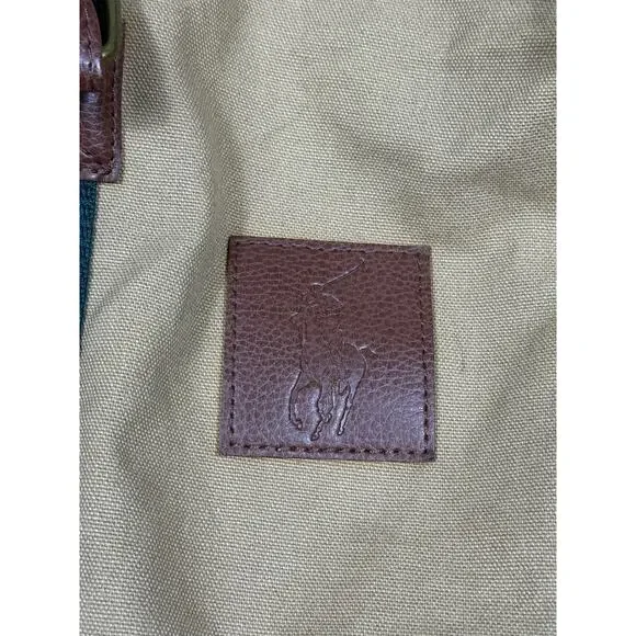 Ralph Lauren Polo Duffle Bag Brown Patch Double Handles & Adjustable Strap - Picture 7 of 8